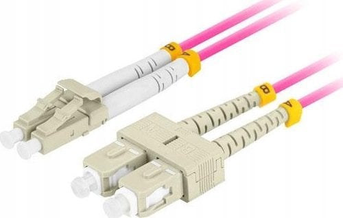 Lanberg LANBERG Patchcord Światłowodowy MM LC/UPC-SC/UPC Duplex 3.0mm OM4 50/125 LSZH 5M Fioletowy