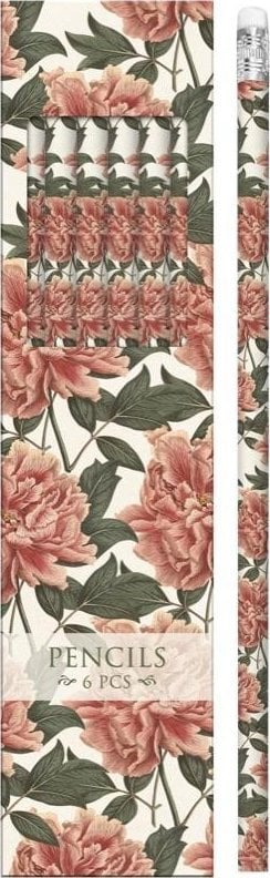 AMSCAN Ołówki ozdobne STPEN18 piwonie - zestaw 6 sztuk