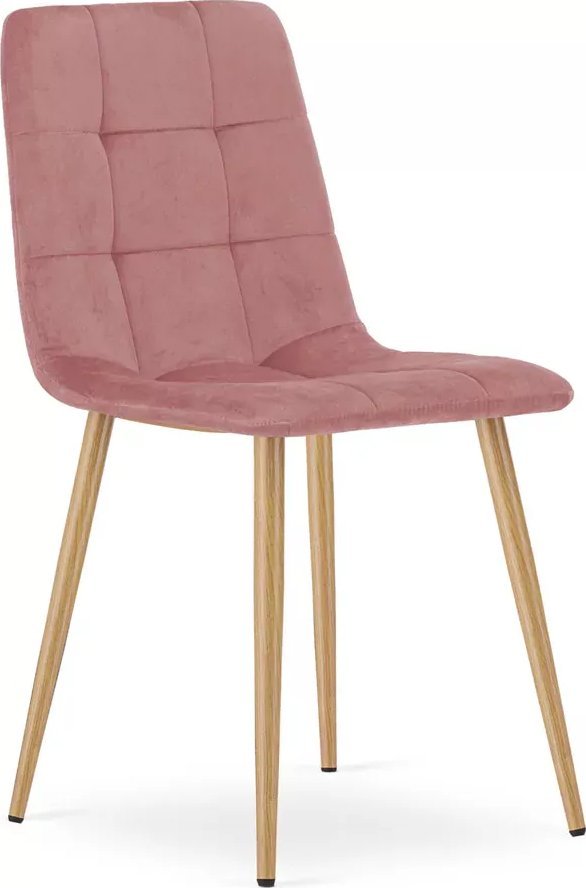Elior Zestaw 4 szt różowych krzeseł tapicerowanych do salonu - Fabiola 3X