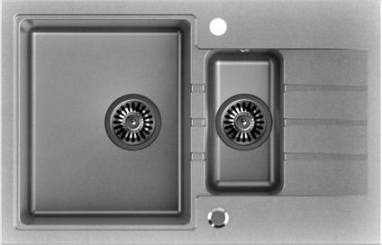 Zlewozmywak Steiner PETER 156 Steingran granitowy szary 1,5-komorowy z/o (78x50x20) z syfonem i zaślepką