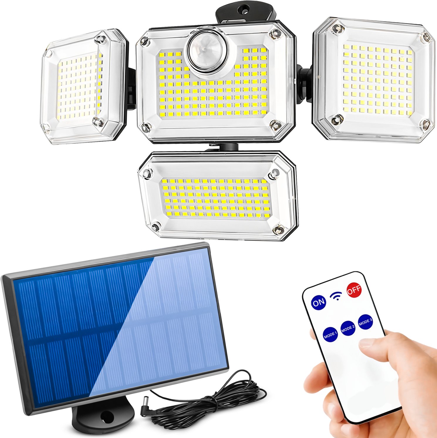 Heckermann Lampa solarna zewnętrzna ogrodowa FL-1725A Czujnik ruchu/zmierzchu