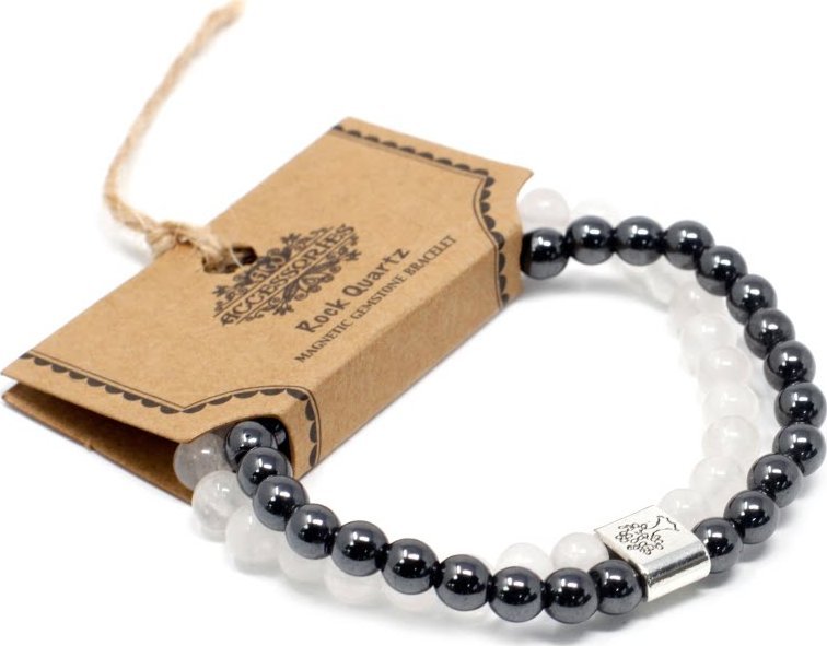 Lovrin Bransoletka magnetyczna z kamieniami - Kwarc Skalny