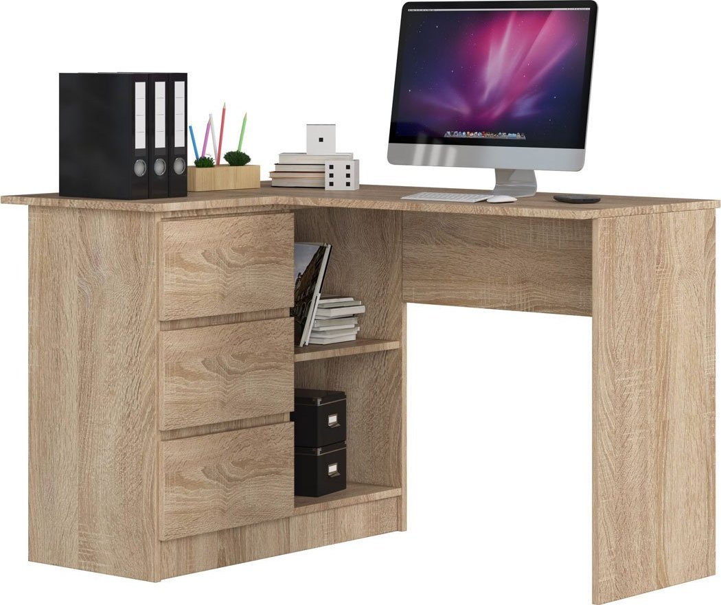 Elior Biurko skandynawskie z półkami dąb sonoma - Heron 3X