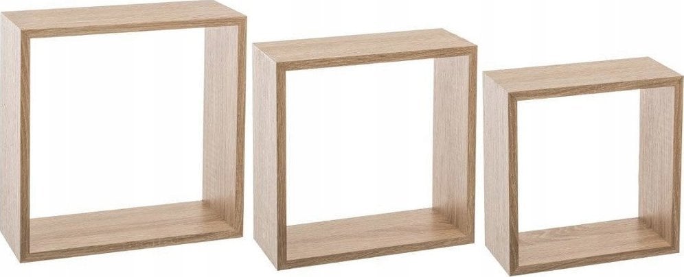 5five Komplet trzech półek dekoracyjnych ściennych CUBE L - kolor naturalny dąb