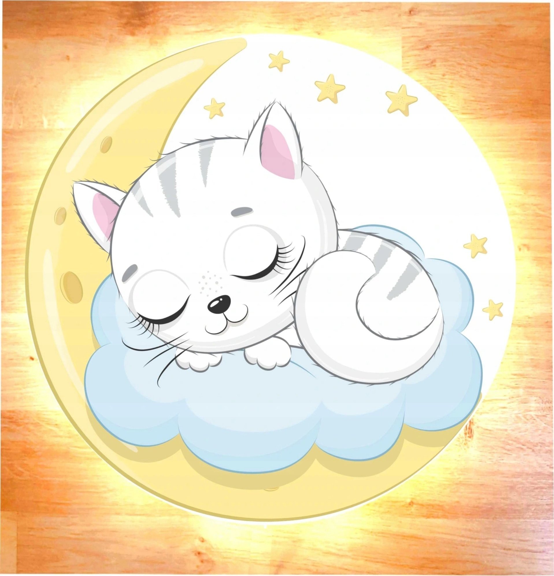 naSciane Lampka nocna księżyc kotek chmurka KOT biały LED