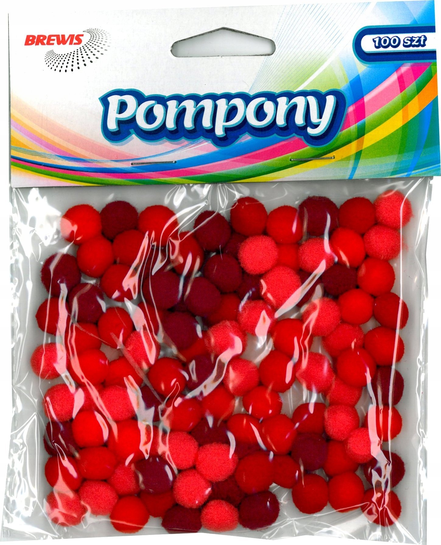 BREWIS Pompony POM10 1cm czerwony (odcienie) 100szt