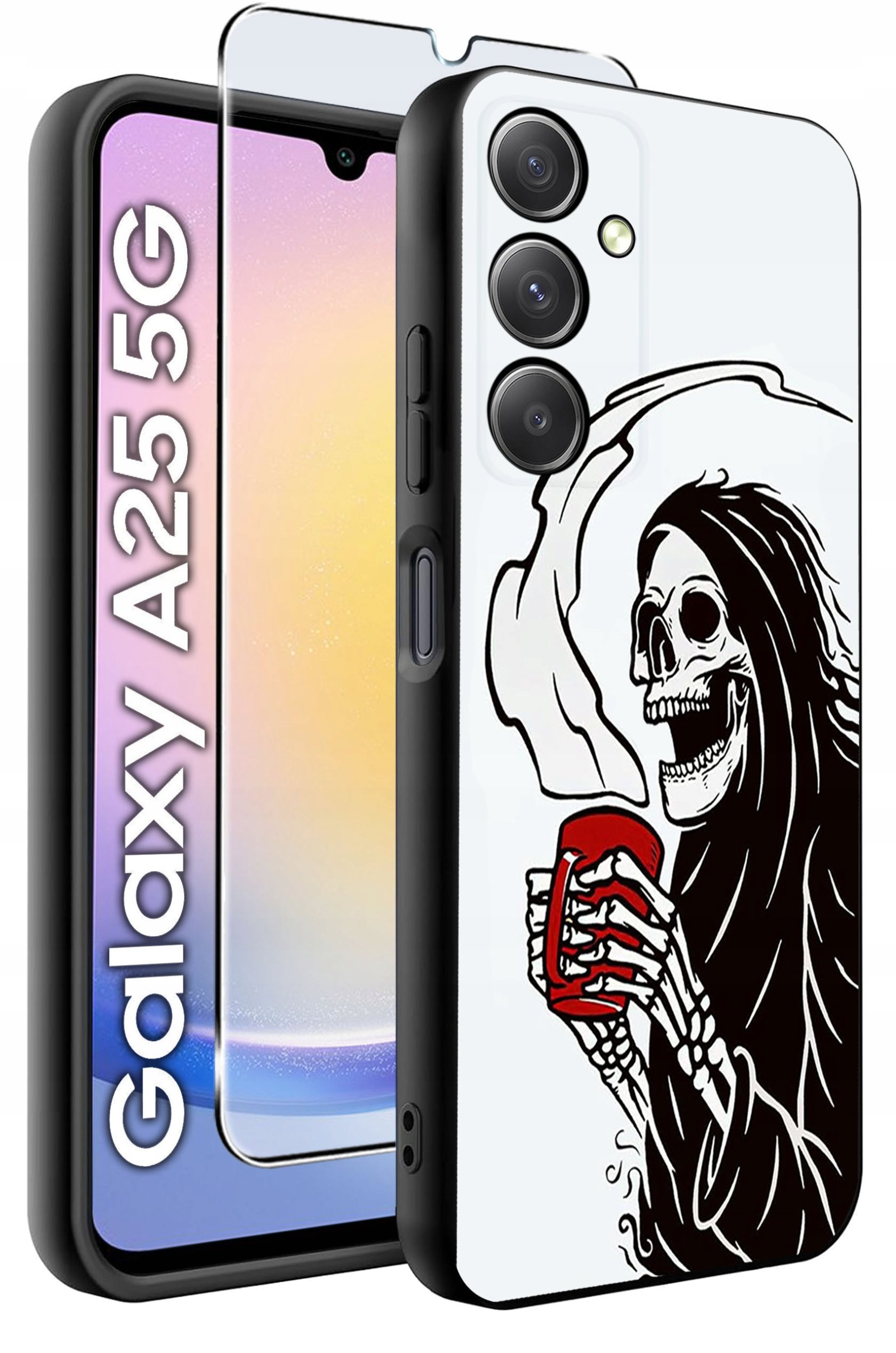 ETUI do Samsung A25 5G WZORY | SILIKONOWE MATT CASE + SZKŁO HARTOWANE 9H