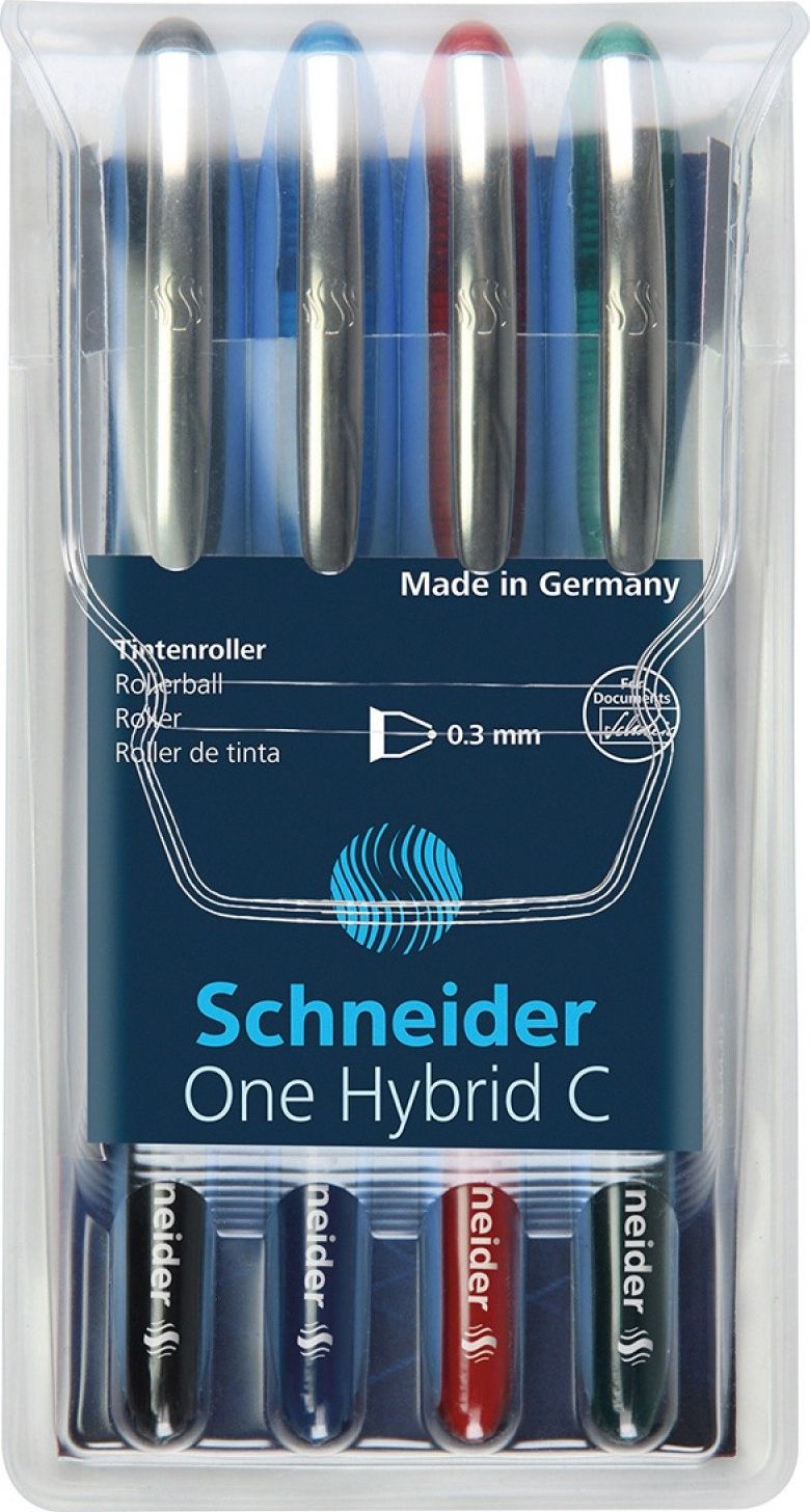 Schneider Pióro kulkowe Schneider ONE Hybrid C 0,3 mm, w etui 4 szt., miks kolorów - 4004675099372