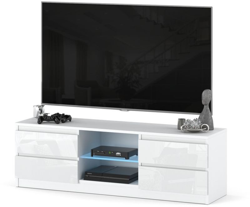 Szafka Rtv Quattro 138cm Stolik Pod Telewizor Salon Sypialnia Biały Połysk