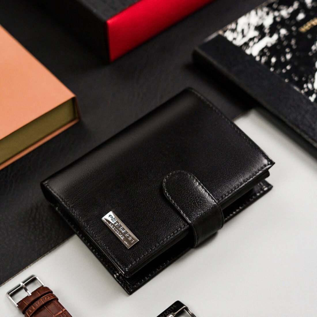 Peterson Skórzany męski portfel Peterson PTN 348Z-PR 2-1-1 NoSize