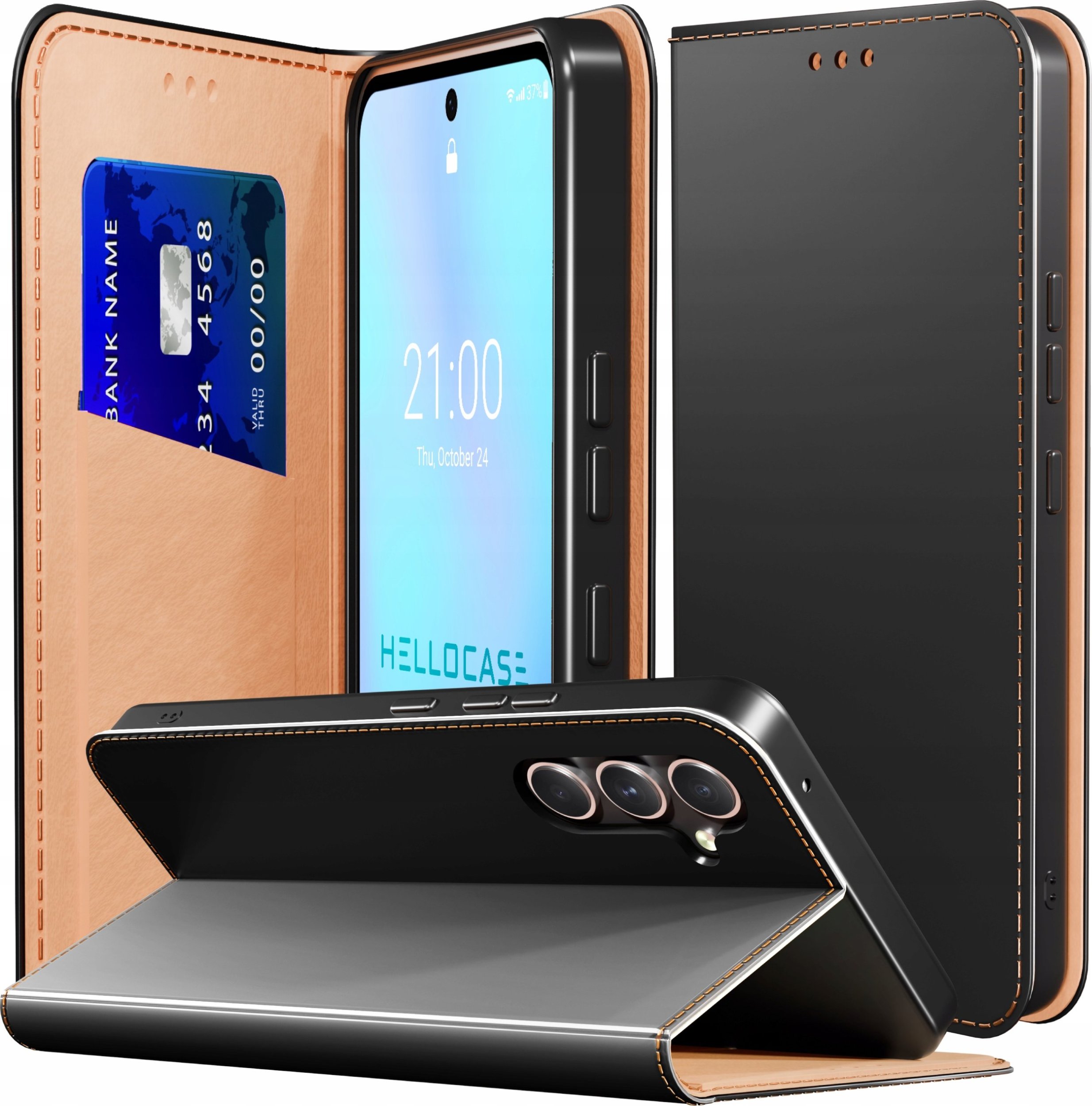 Etui z Klapką do Samsung Galaxy S25 Plus (Skórzane, Magnetyczne, Czarne)