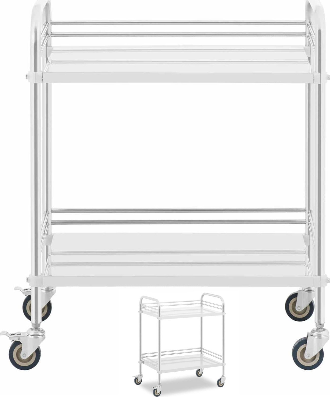 Steinberg Wózek laboratoryjny zabiegowy kosmetyczny ze stali 2 półki 73 x 44 x 86 cm 20 kg Wózek laboratoryjny zabiegowy kosmetyczny ze stali 2 półki