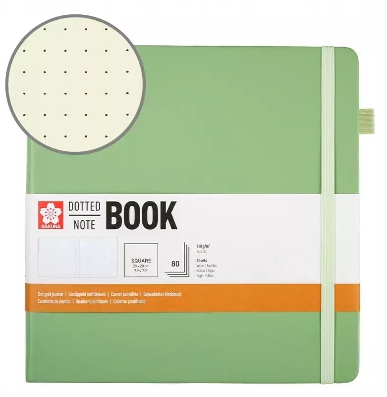 Sakura Dotted Hard Cover Notebook 20x20 cm Pale Patina