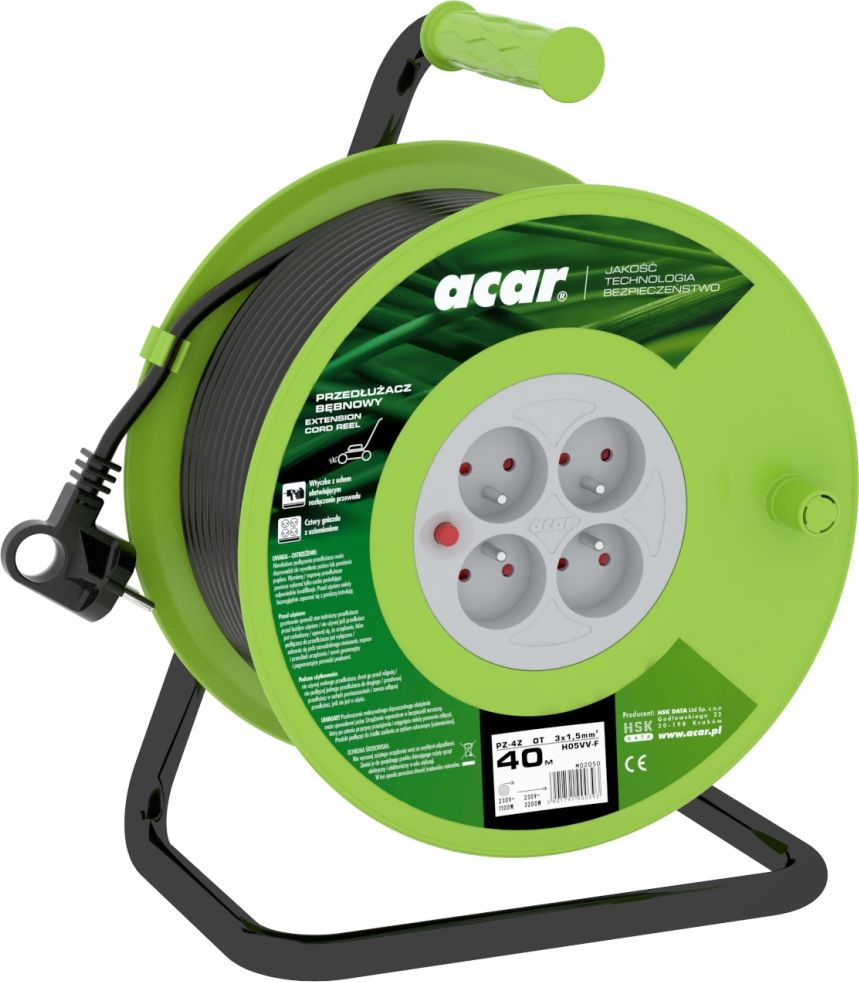 Acar przedłużacz bębnowy, zwijany 40m (M02050)