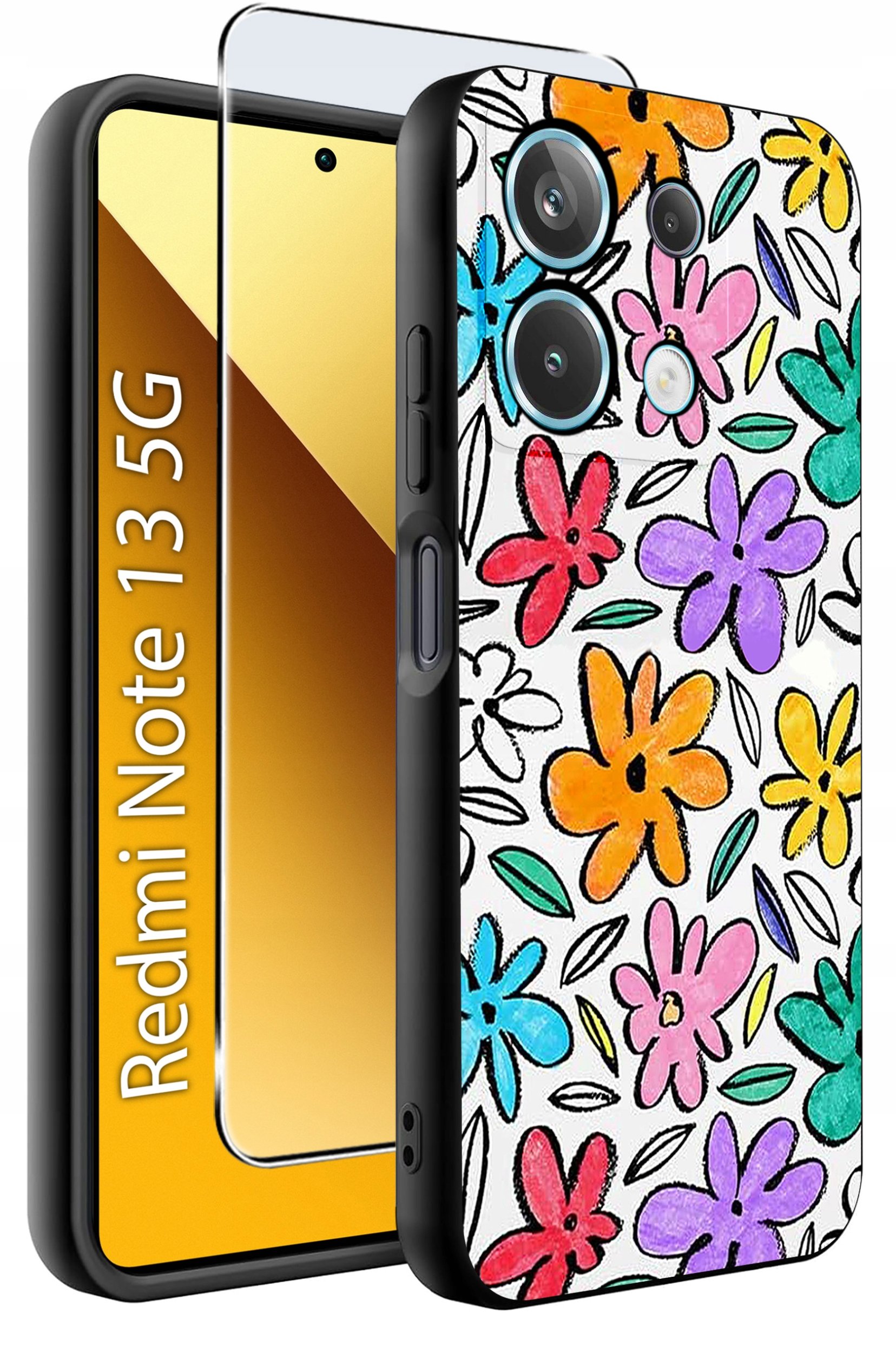 ETUI do Xiaomi Redmi Note 13 5G WZORY |SILIKONOWE MATT CASE +SZKŁO 9H