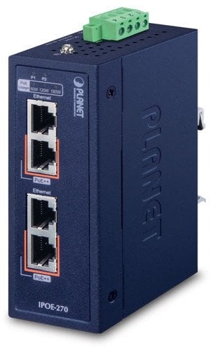 PLANET IPOE-270 switch obsługa PoE Niebieski