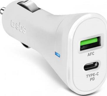 Ładowarka SBS Mobile SBS Ładowarka Samochodowa PD 1xUSB 1xUSB-C 20W biała