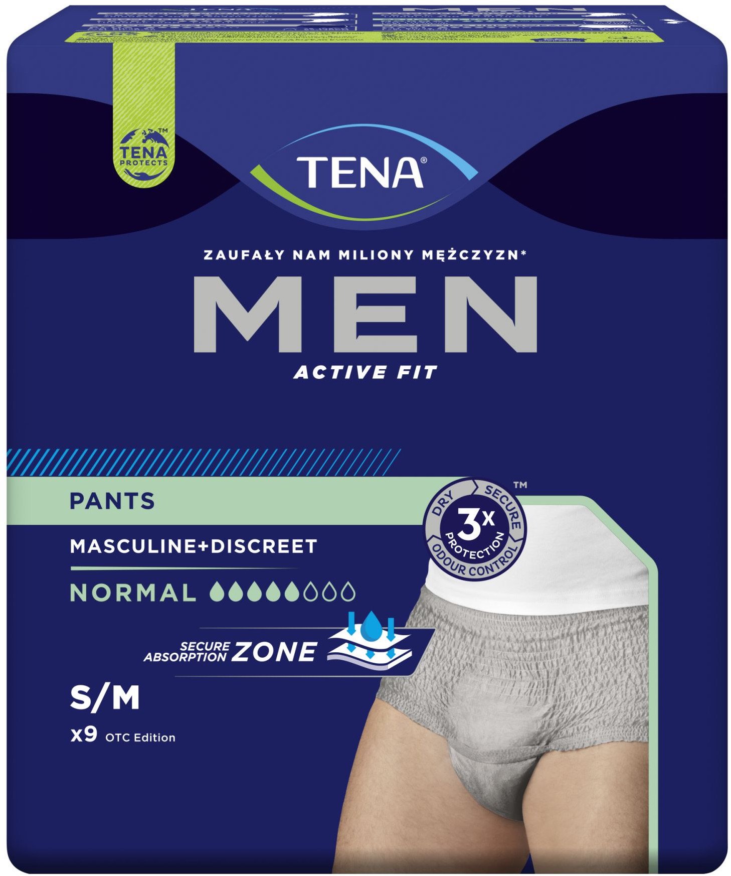 TENA PANTS MEN NORMAL GREY S/M '9 (5 kropli)