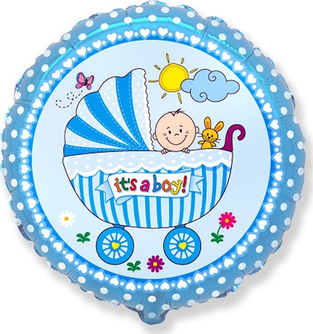 GoDan Balon foliowy 18" FX - Wózek dla chłopca, niebieski - 1 szt./op.