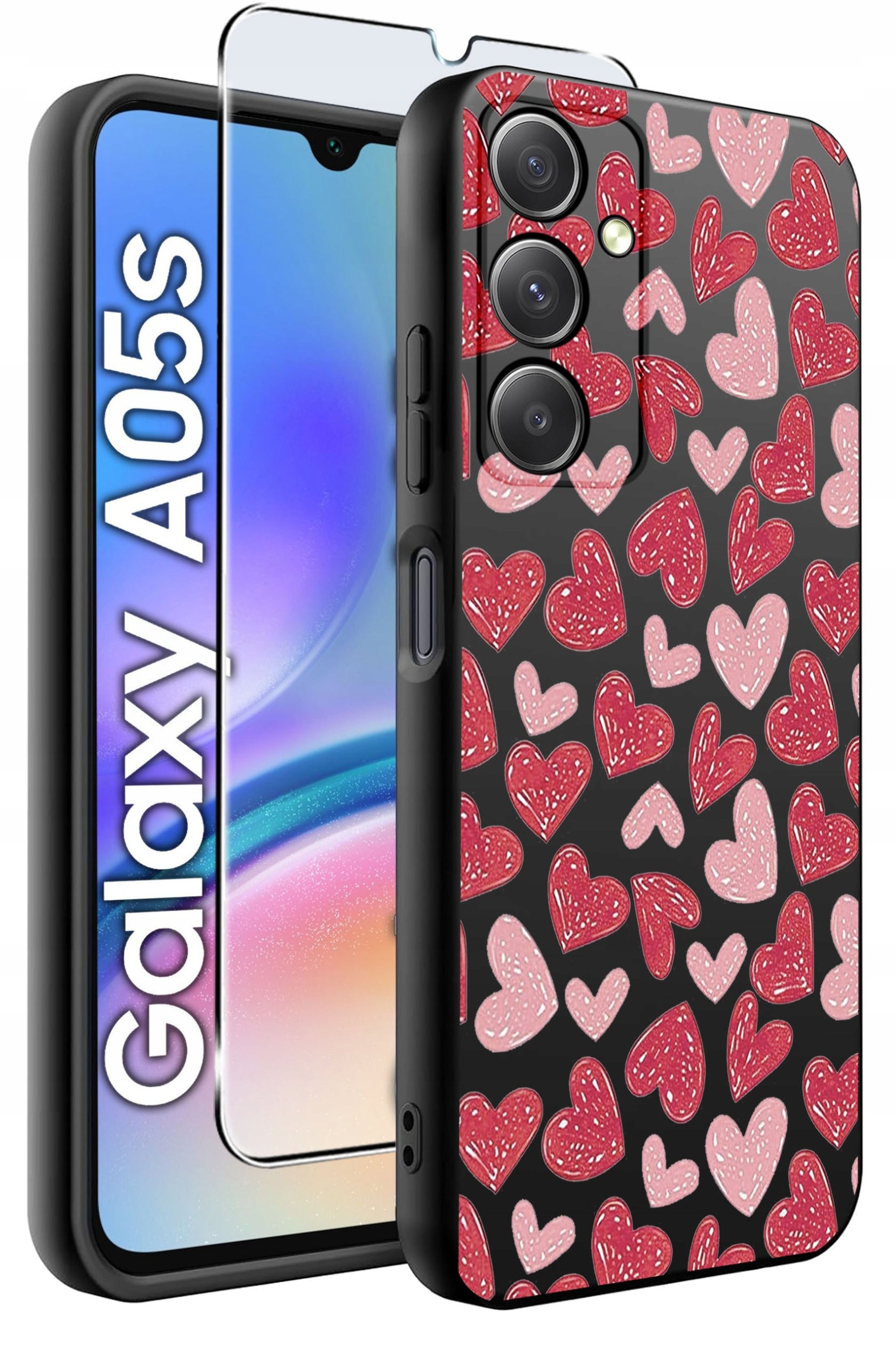 ETUI do Samsung A05s WZORY | SILIKONOWE MATT CASE + SZKŁO 9H