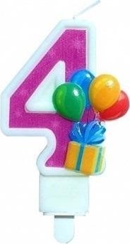 Świeczka urodzinowa 4 z balonami