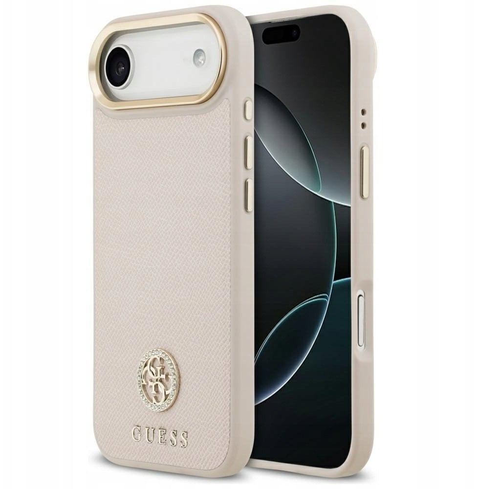 Case Guess Grained Strass Logo MagSafe for iPhone Air pink