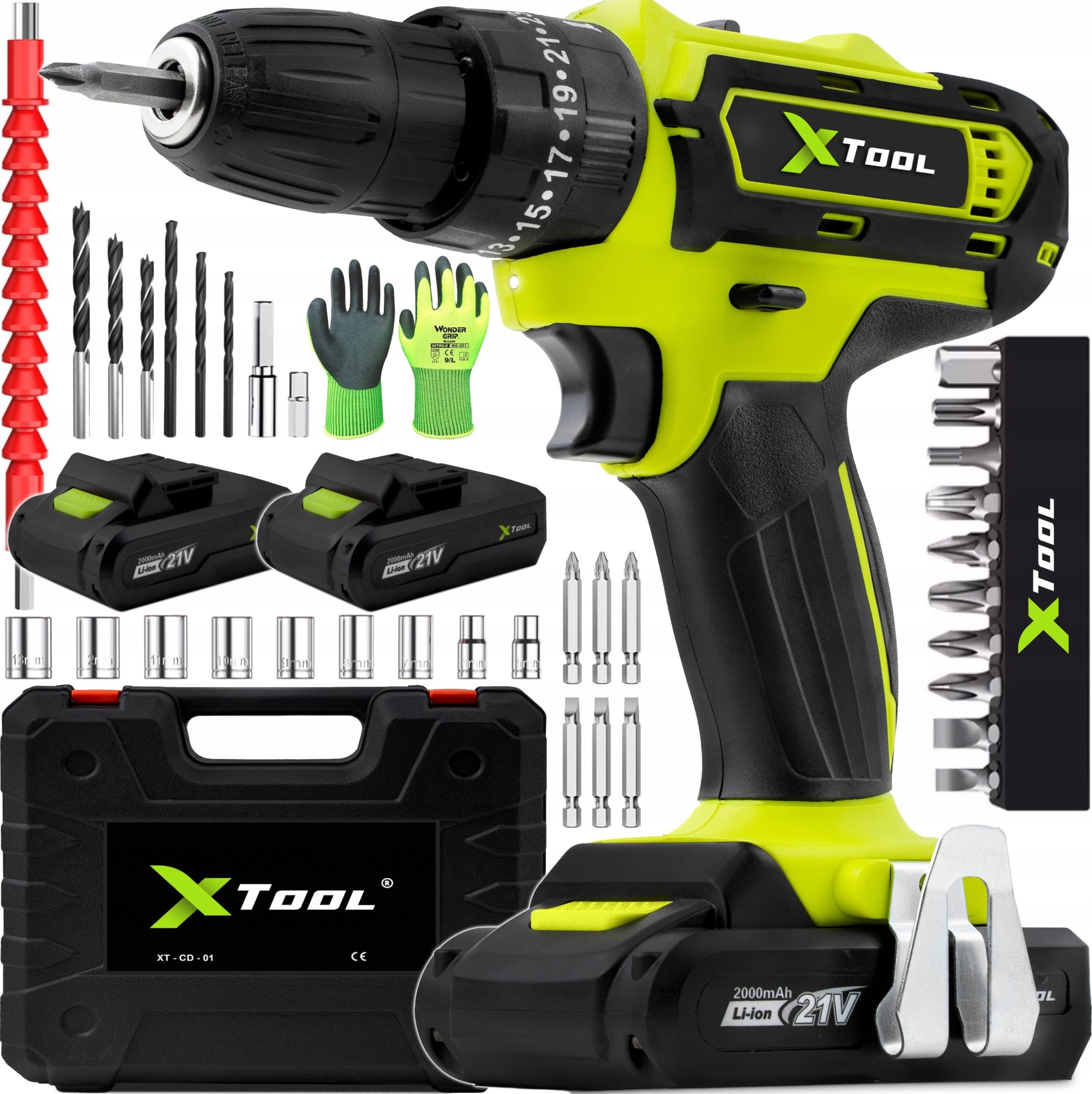 Wiertarko-wkrętarka xTool WIERTARKO WKRĘTARKA UDAROWA AKUMULATOROWA WKRĘTAK ZAKRĘTARKA 2xAKU 21V BITY