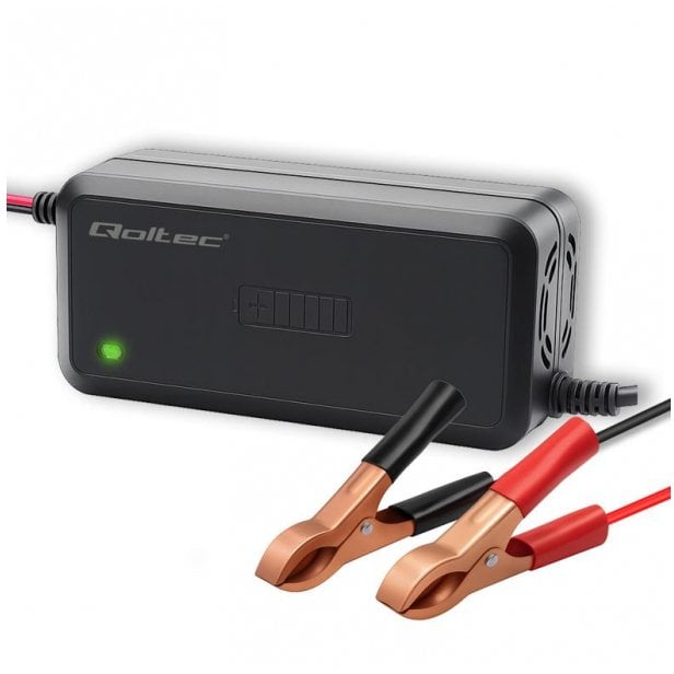 Ładowarka Qoltec Ładowarka inteligentna mikroprocesorowa 12V | 5A | Prostownik do akumulatora AGM GEL SLA | 6-stopniowe ładowanie