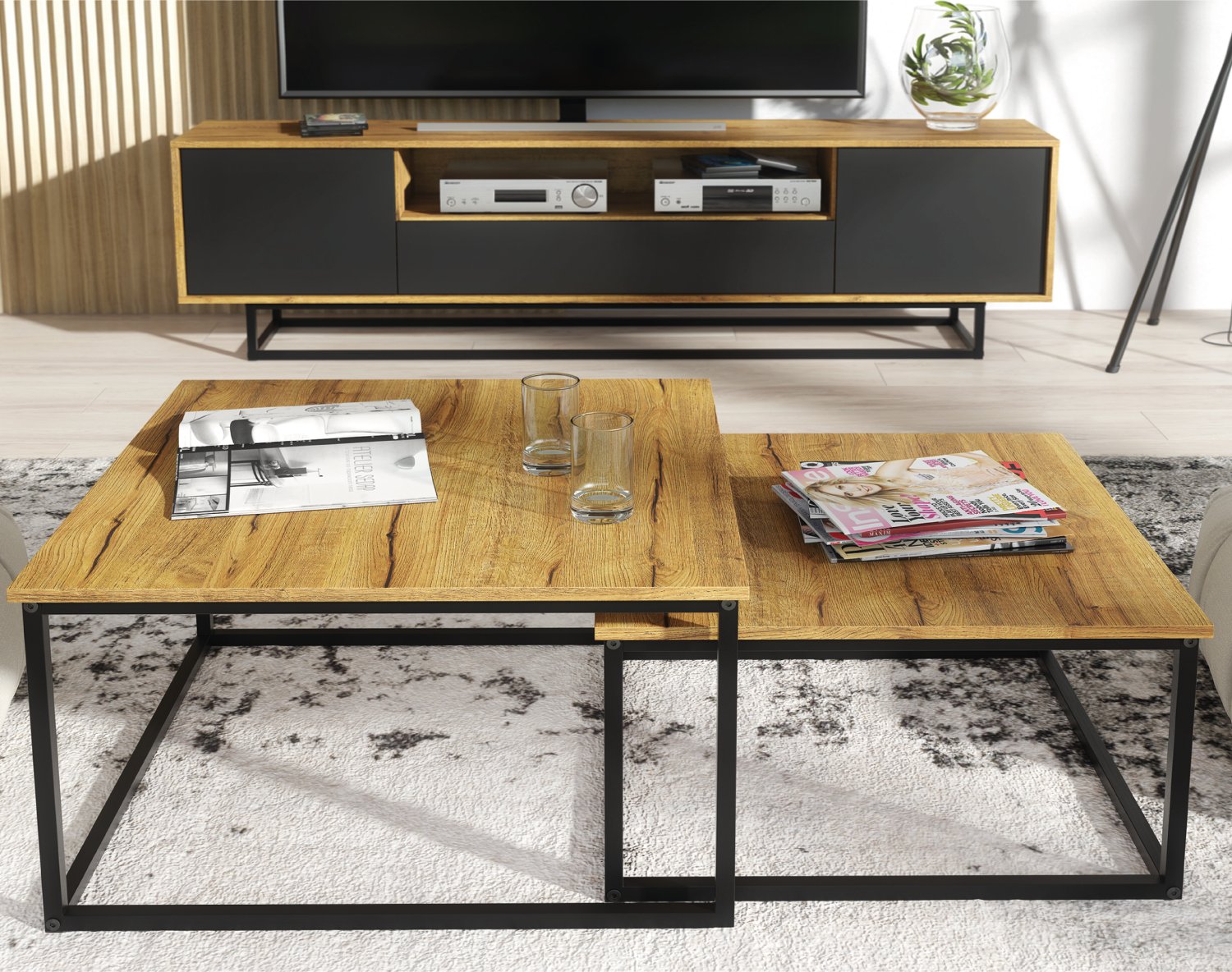 Stolik Kawowy Ława 2w1 Loft ONE FURNITURE - Laminat Dębowy