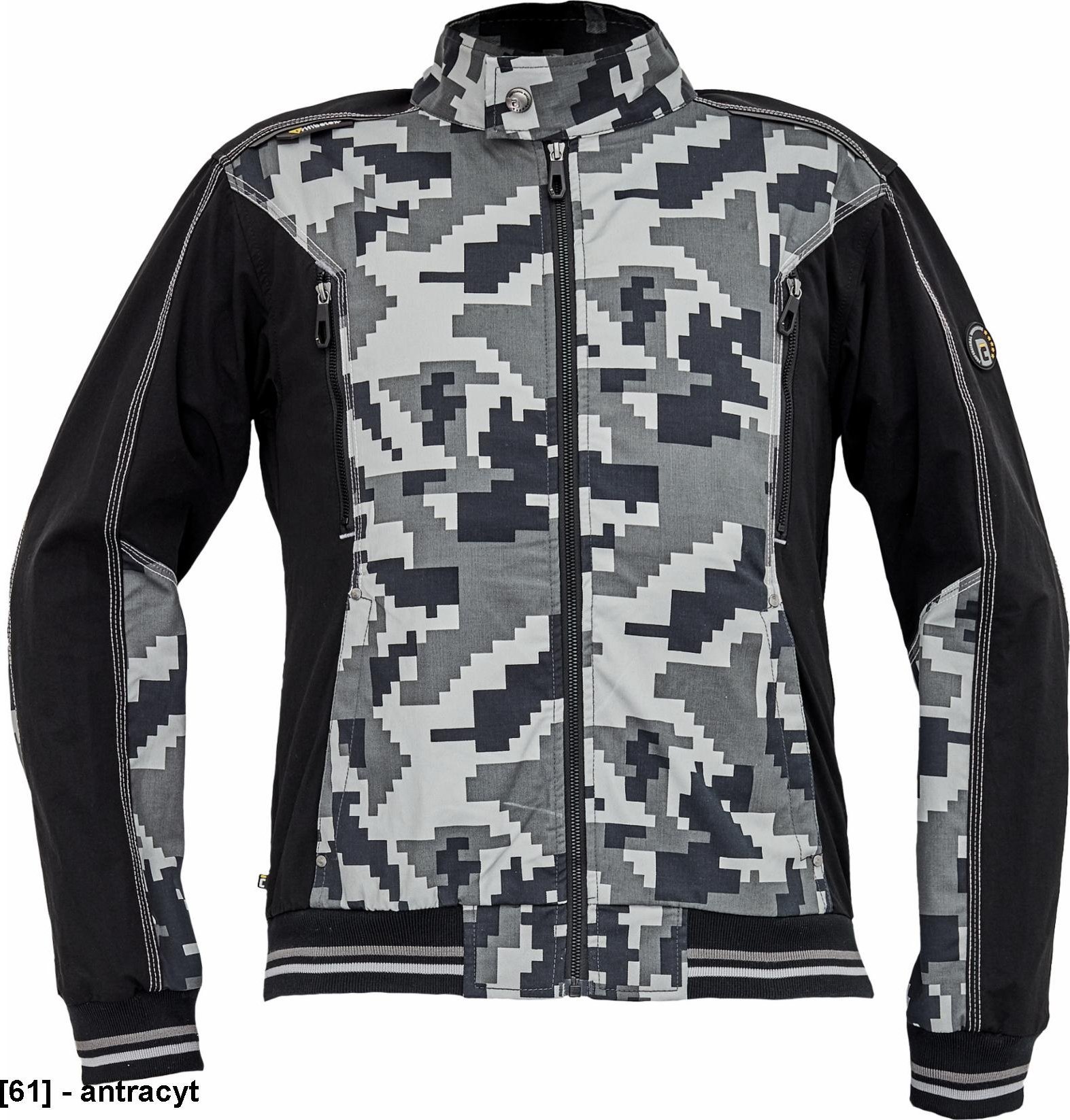 CERVA NEURUM CAMOUFLAGE kurtka - męskia kurtka robocze ze stójką, 4 kieszenie, elastyczny materiał Trifibetex, nadruk moro, odblaski - antracyt 60