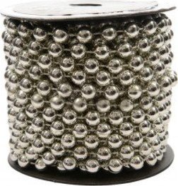 Kaemingk Sznur koralików girlanda łańcuch na choinkę 10m srebrny