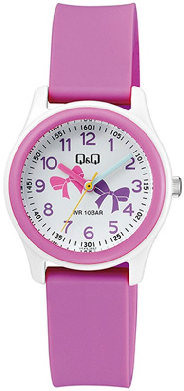 Zegarek Q&Q VS59-002 rózowy kolorowy dziecięcy kokardki .