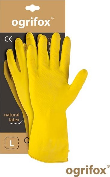 R.E.I.S. OX-FLOX - lateksowe rękawice ochronne wewnętrz pokryte flokiem - pyłem bawełnianym M