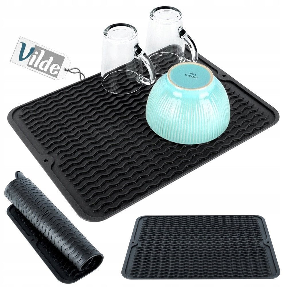 Vilde Mata do suszenia naczyń silikonowa czarna 40x30 cm