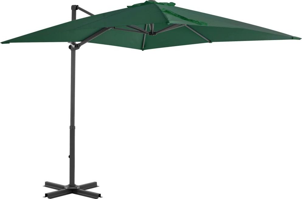 vidaXL Parasol wiszący z aluminiowym słupkiem, 250x250 cm, zielony