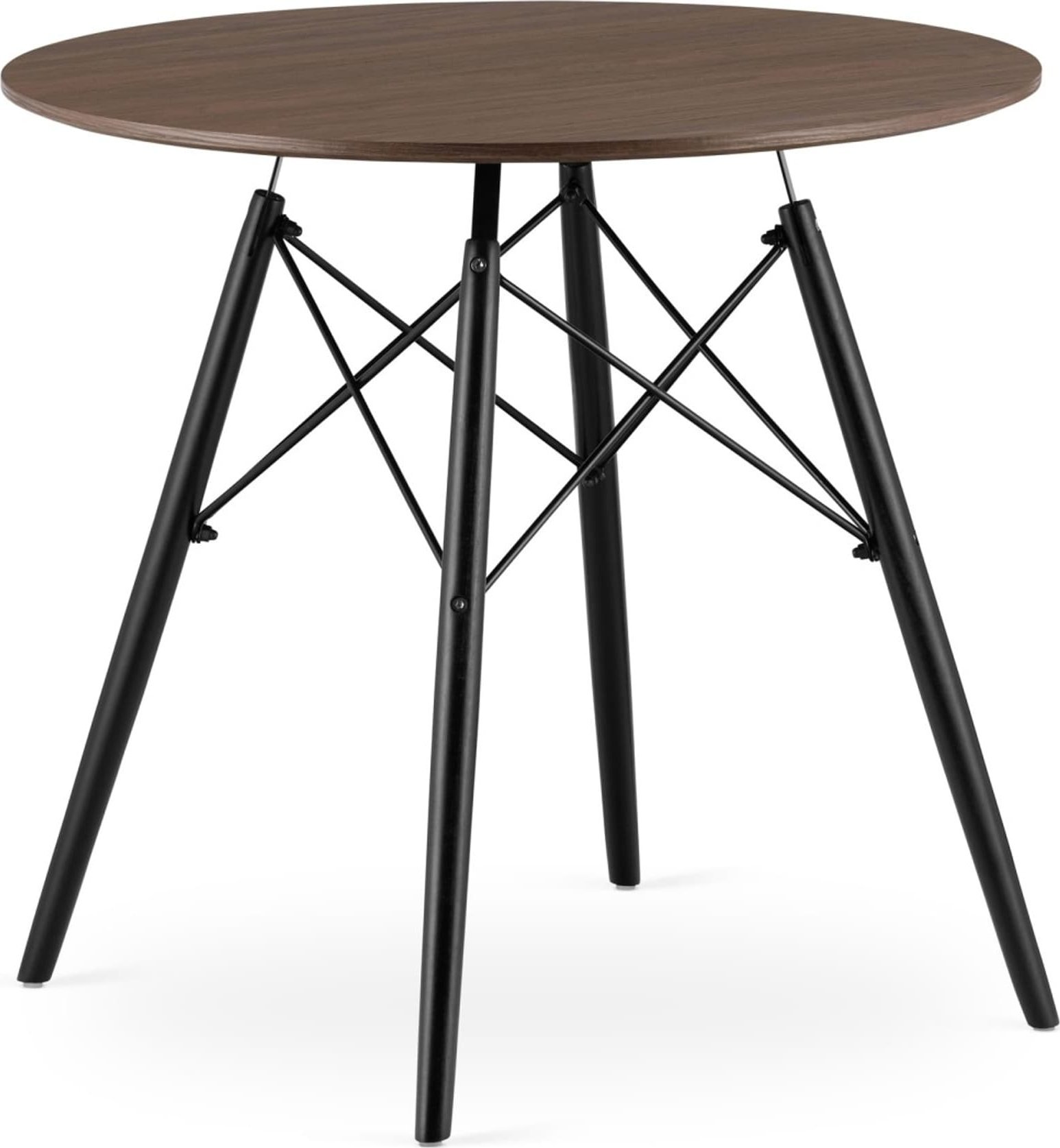 Leobert Stolik kawowy nowoczesny skandynawski brązowy okrągły blat 80cm