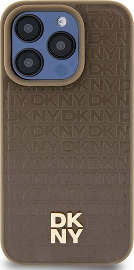 DKNY DKHMP14LPSHRPSW iPhone 14 Pro 6.1" brązowy/brown hardcase Leather Pattern Metal Logo MagSafe