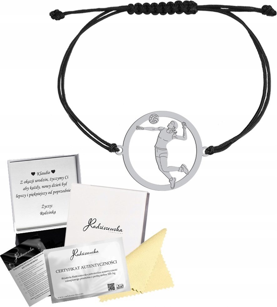 Radziszewska Jewellery Bransoletka Piłka Siatkówka Siatkarka SREBRO 925 Prezent GRAWER GRATIS
