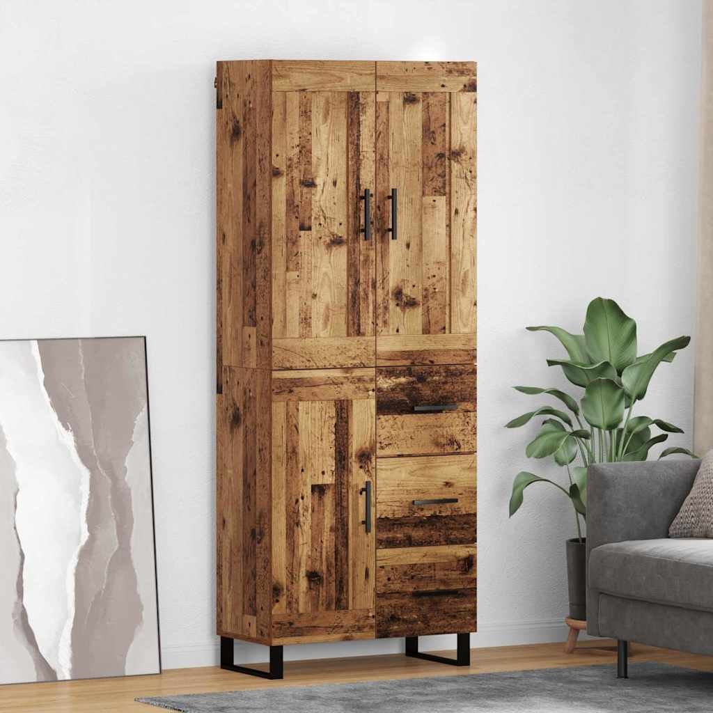 vidaXL Highboard 2 pcs Stare drewno Drewno inżynieryjne i szkło