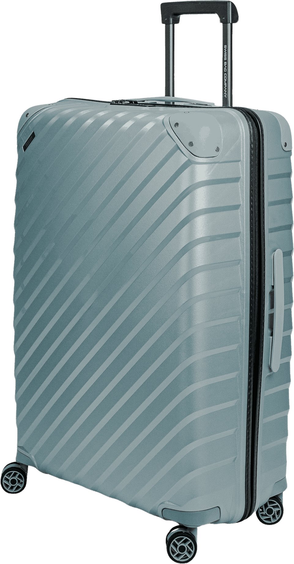 Duża walizka SwissBags Diamond cut 76 cm metaliczny niebieski