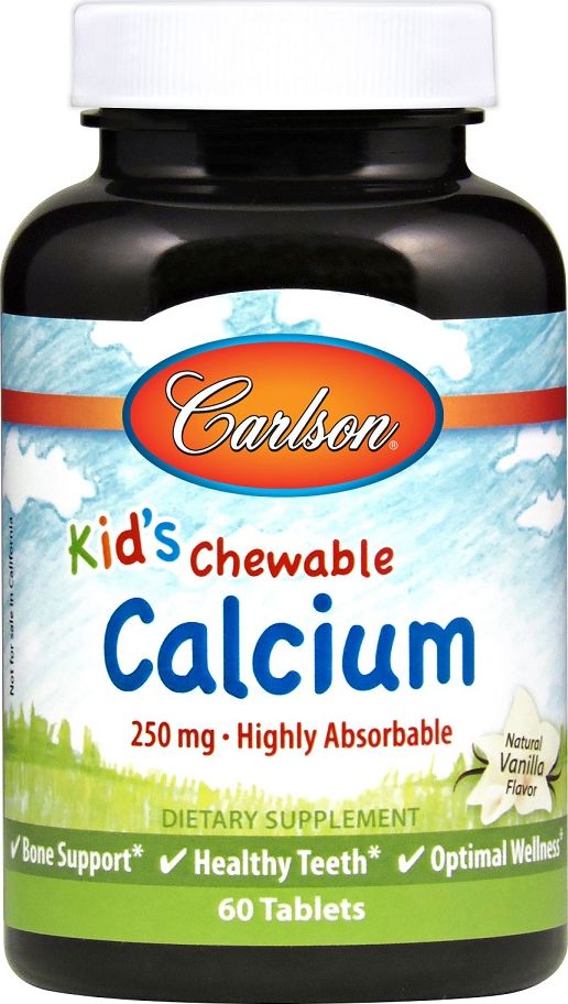 Carlson Labs Carlson Labs - Kid's Calcium, 250mg, Wanilia, 60 tabletek do ssania