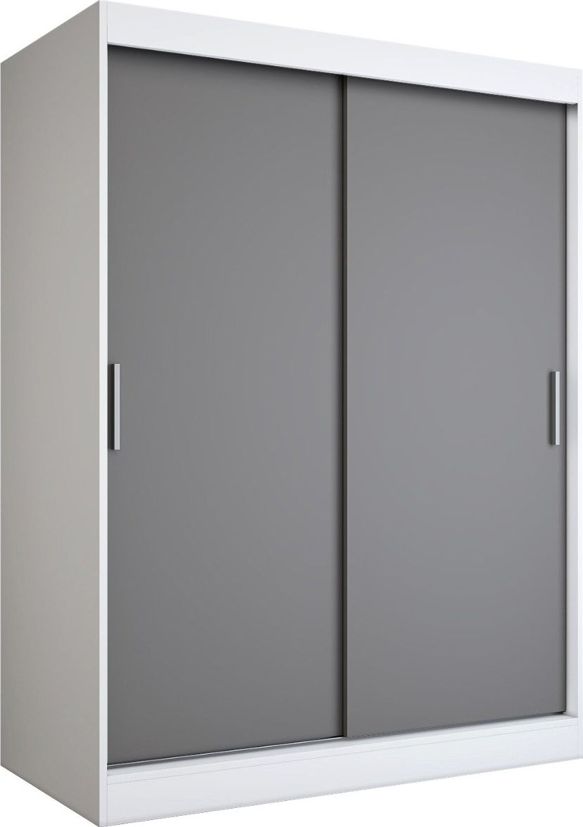 MKPOL Szafa przesuwna MODUO COMFORT 150 biała mat/antracyt gładka