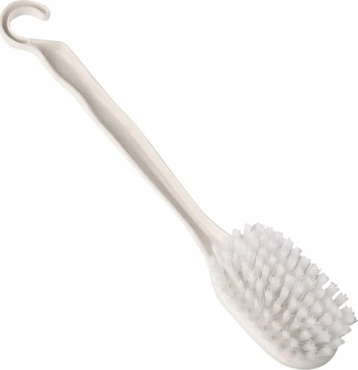 Szczotka do mycia pleców z długą rączką 4x40cm Biała plastikowa
