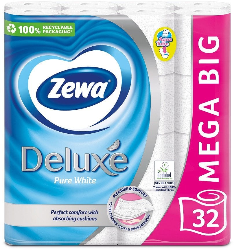 PAPER TOILET ZEWA DELUXE PURE WHITE 32