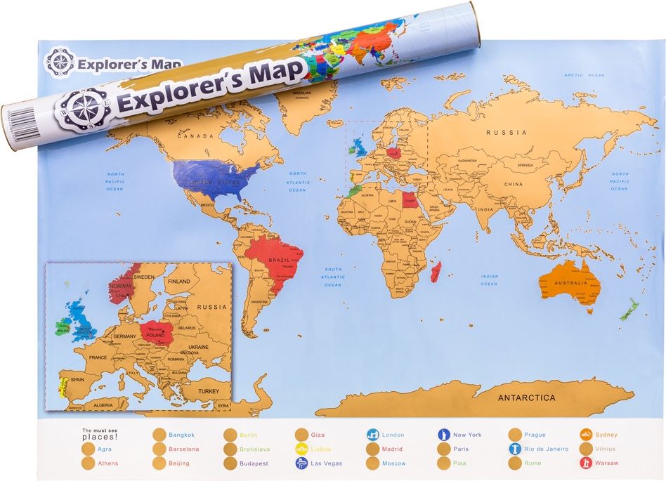 Mapa Odkrywcy - Świat (EN) - ulepszona zdrapka