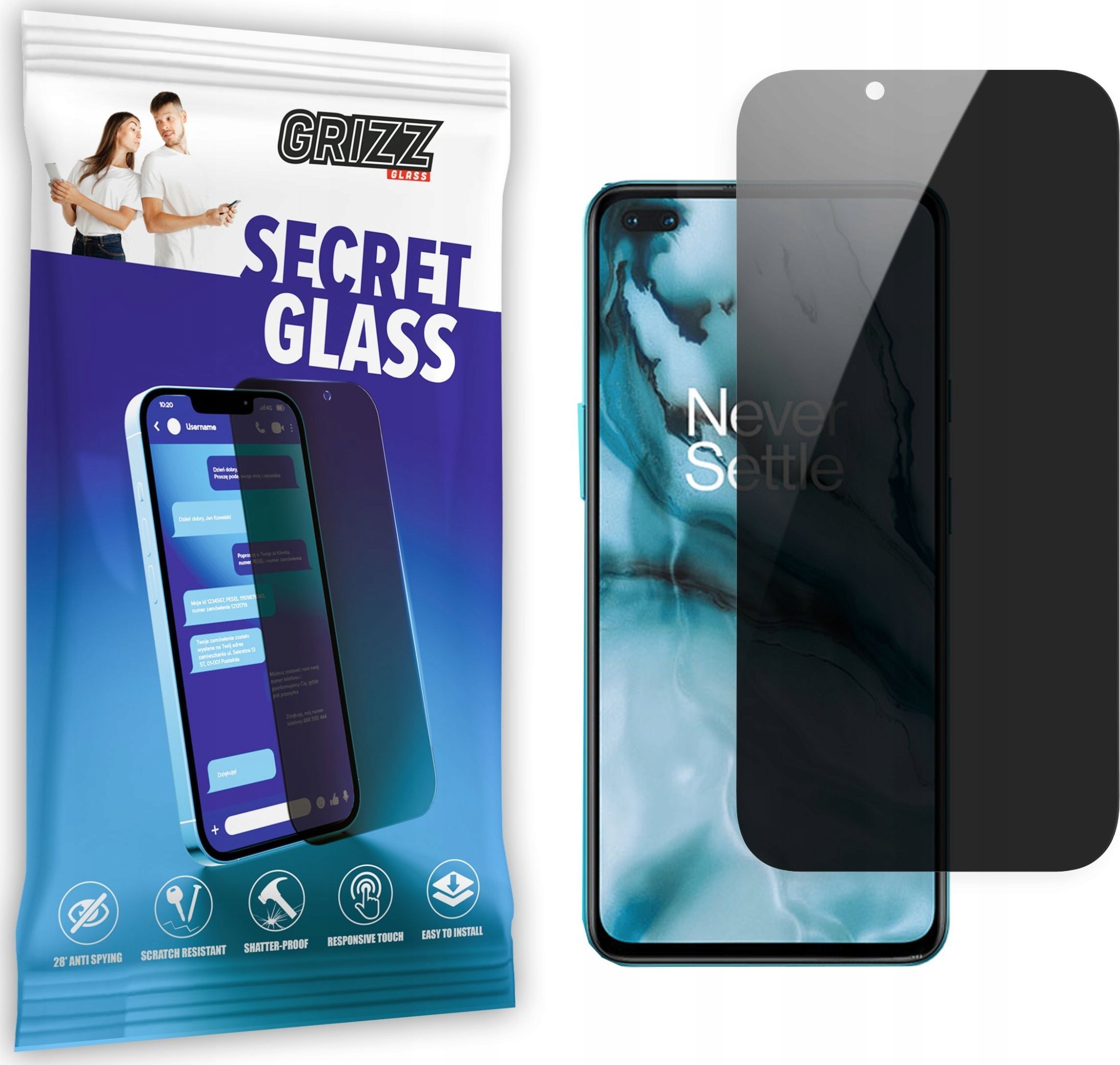GrizzGlass Szkło prywatyzujące GrizzGlass SecretGlass OnePlus Nord 5G