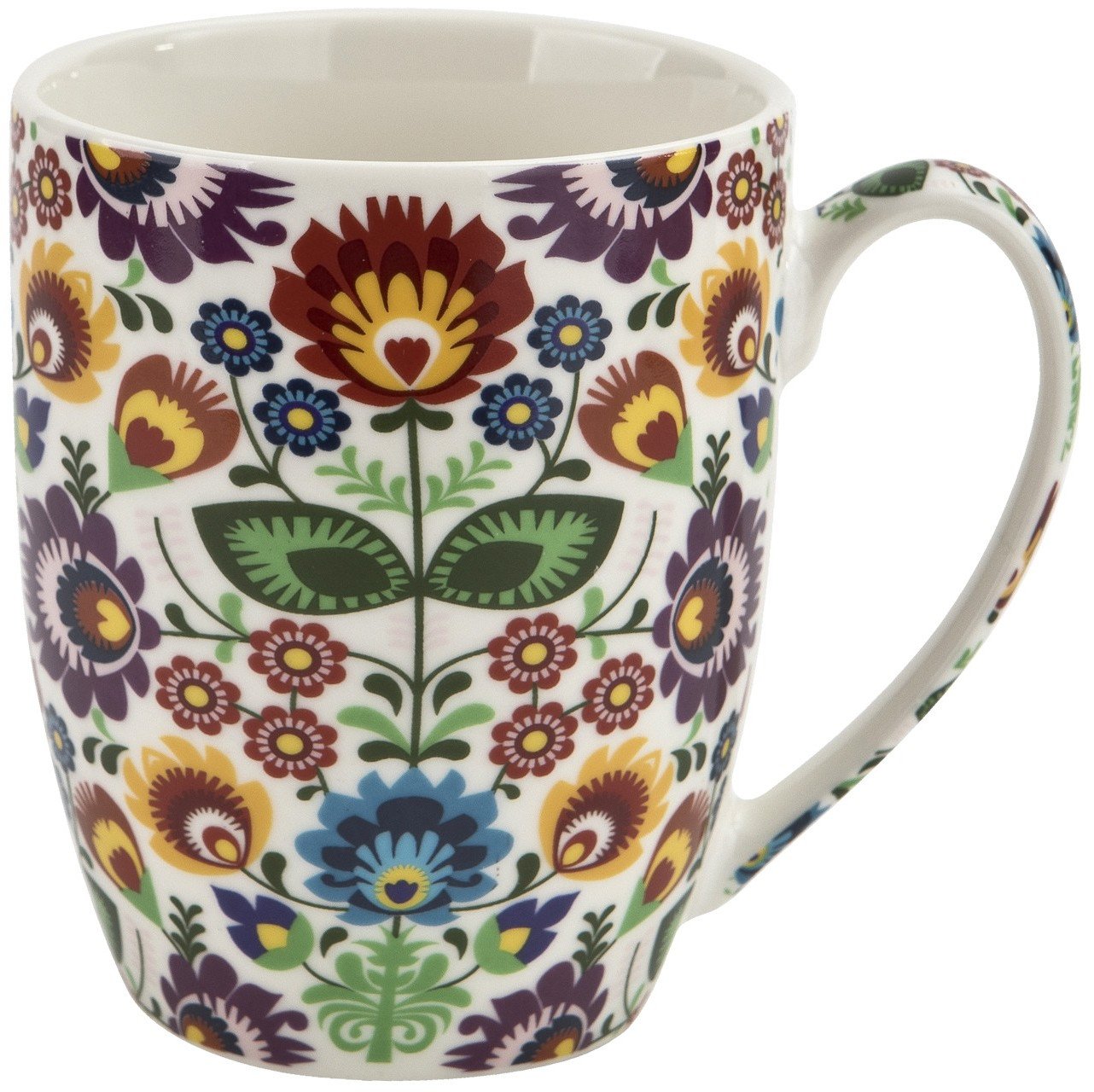 Kubek porcelanowy 350 ml Łowicz w koszyczku