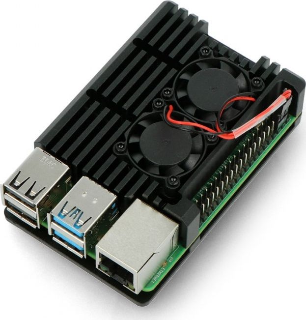 JustPi Obudowa z dwoma wentylatorami Raspberry Pi 4B (LT-4B02)