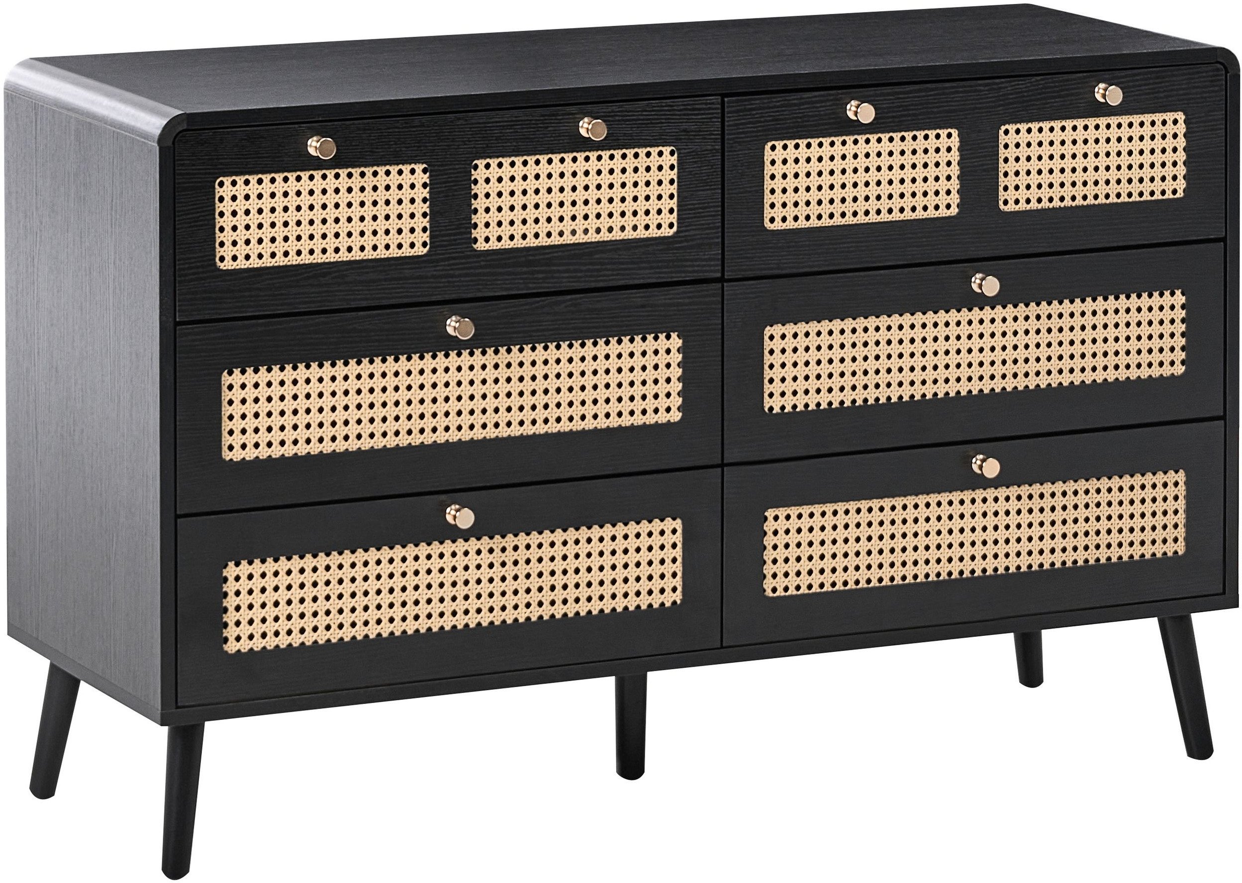 Komoda 6 szuflad MOURA Czarny