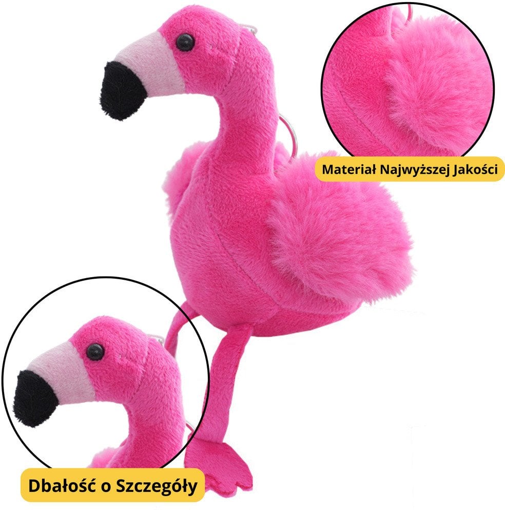 Flaming Pluszowy Brelok Puszysty Ozdoba Różowy 12cm